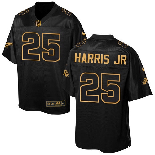 Men's Elite Chris Harris Jr Nike Jersey Black - #25 Pro Line Gold Collection NFL Denver Broncos